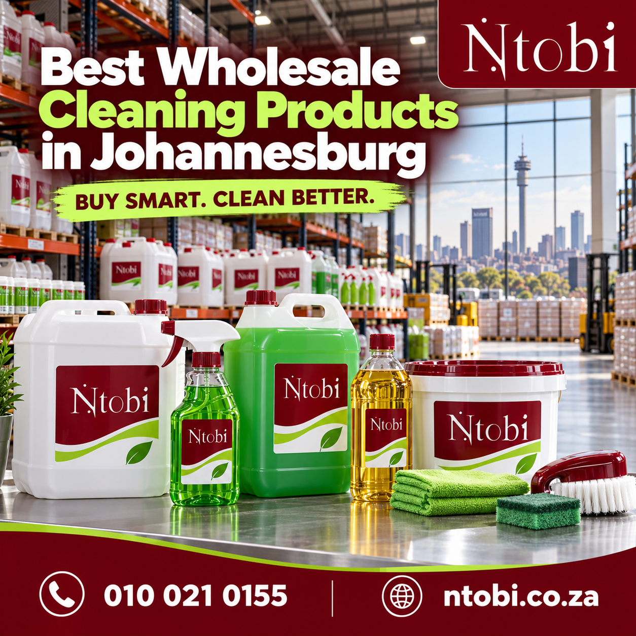 Ntobi wholesale cleaning products in Johannesburg, call 010 021 0155